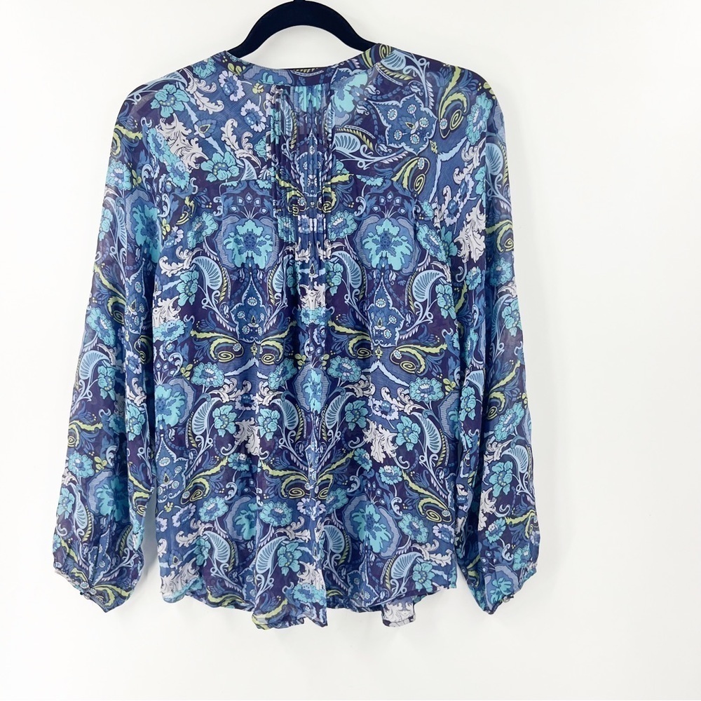 ✅ Robert Graham Silk‎ Button Up Paisley Top MEDIUM PURPLE BLUE - Picture 7 of 7